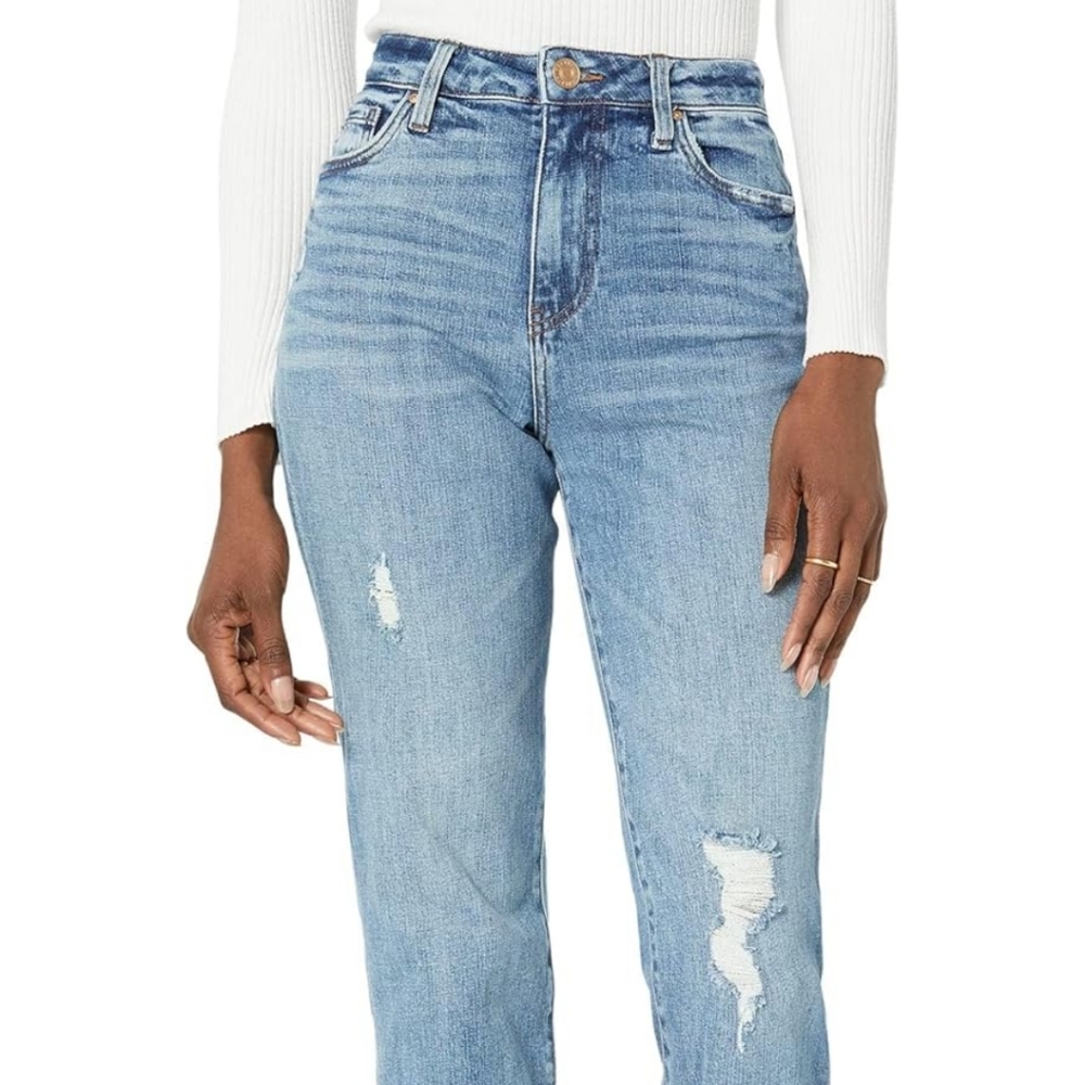 Kut from the Kloth High Rise Christine Straight Leg Size 12 Medium Light Wash